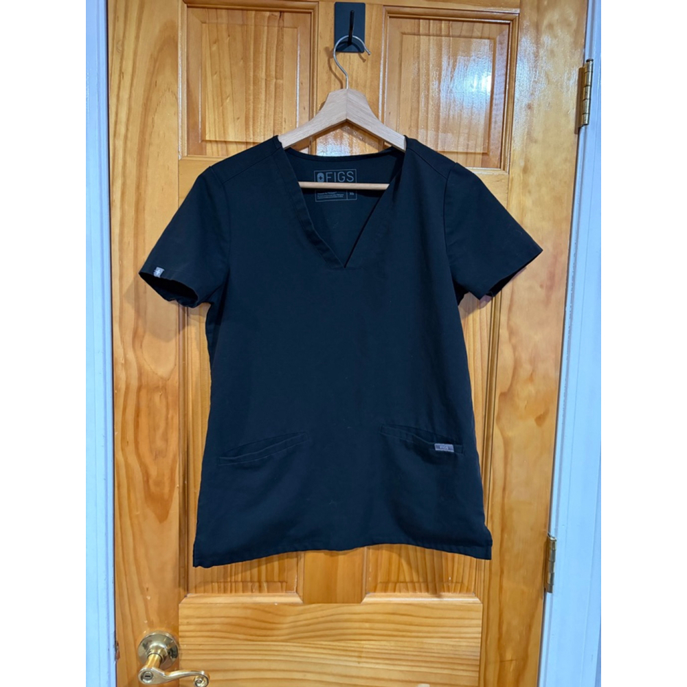 FIGS Black Technical Collection V Neck Scrub Top XS Medical Nurse Core Uniform